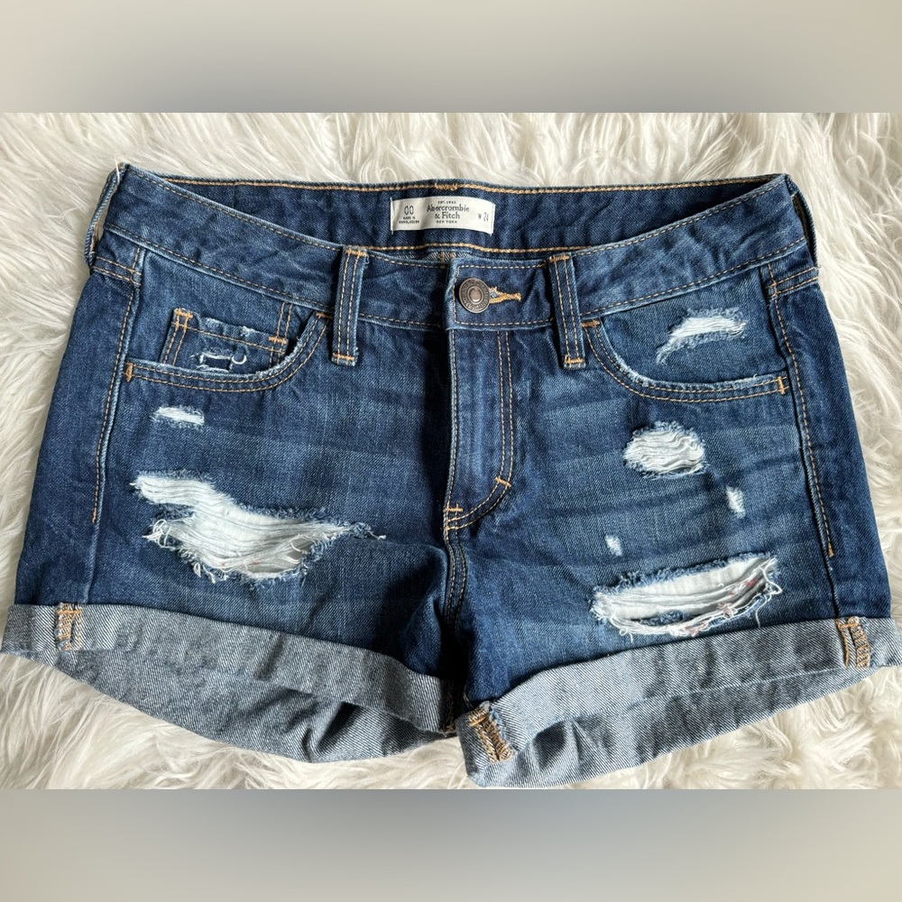 Abercrombie Destroyed Wash Summer Denim Shorts
